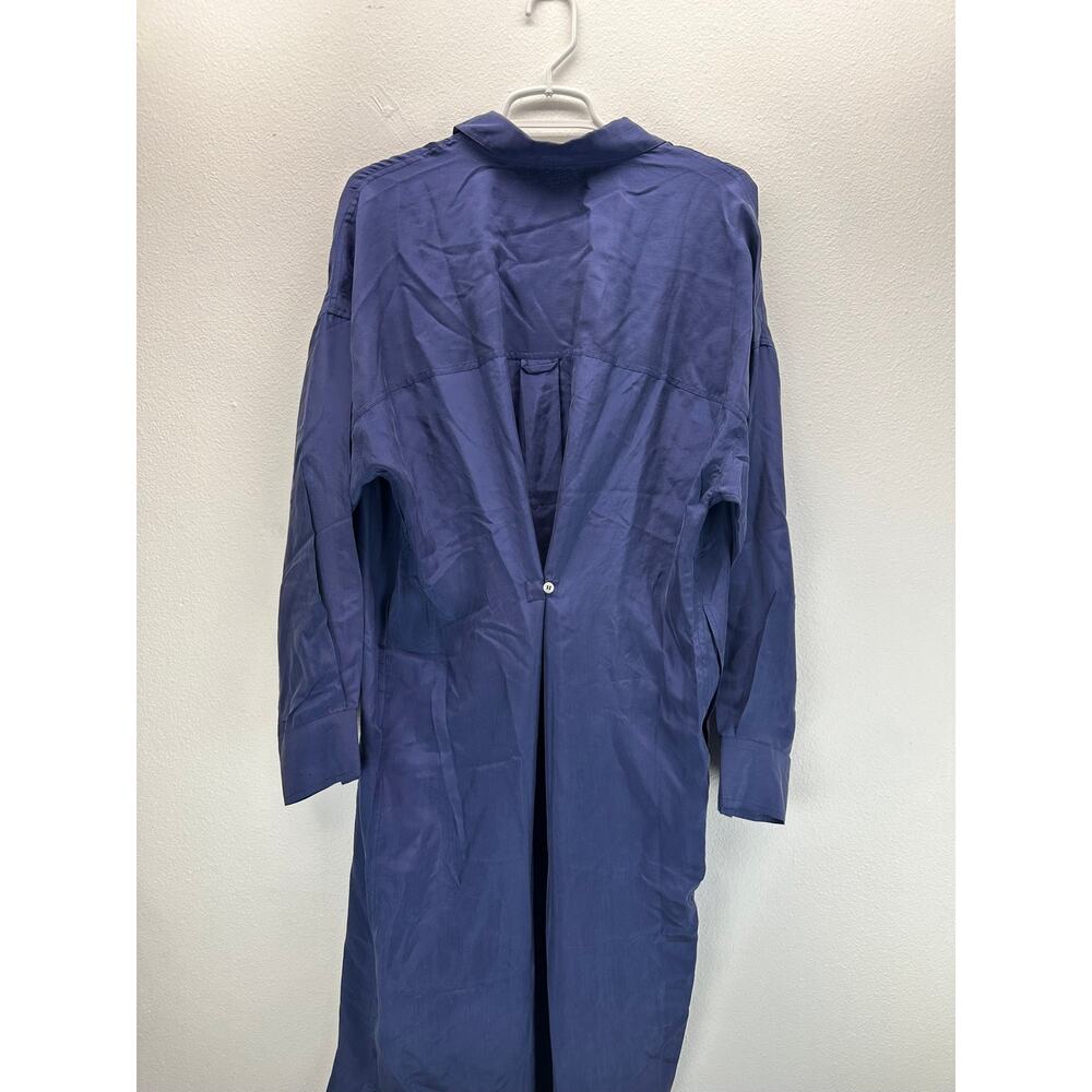 Mamene Phoebe Shirt Dress Silk Blue Long Sleeve Maxi Oversized 1/S - Picture 5 of 12
